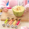 Fruit Vegetable Tools Dual-Head Dig Ball Scoop Spoon Baller Diy Assorted Cold Dishes Tool Watermelon Melon Kitchen Accessories Kni Dhc7P