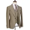 Cenne Des Graoom Kostüm Homme 3-teiliges Anzugset für Männer Slim Fit Revers 1 Knopf Blazer Weste Hosen Formelle Hochzeit 231221