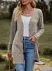2023 Automne Long Cardigan Women Bouth Up Kimono Ladies V Neck Trithed Pull pour 231221