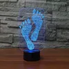3D Urocza stopa stopy Nocne światło stolik biurka optyczne lampy iluzoryczne 7