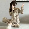 Moda feminina Fashion Set Summer Fashion Fashion Short Sweater Sweater Wide Pants Peça