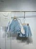 Luxury Baby Duas peças Conjunto de vestidos de vestidos Tamanho 110-160 Impressão completa de padrões geométricos Jaqueta infantil e saia plissada DeC10