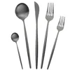 7pcs Set Black Dingeware Set 304 Couvoirs en acier inoxydable Set Lnife Fork Spoon Set Western Matte Speerware Rolware T2004305C