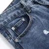 Jeans micro-flaudados lidosos calças de costura impressas de jeans com estampa azul de primavera outono de calça denim bordada no meio da cintura