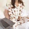 Women's Sleepwear Instagram Pajamas Korean Edition Sweet And Cute Internet Red Long Sleeved Cardigan Student Girl Casual Set Home Fury