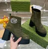 Designer Horsebit Boots Luxus Martin Knöchel Cowboy-Stiefel Mode Top-Qualität-Plattform Genauer Leder High Heels Kampf Wüstenstiefel Schuhe Größe 35-41