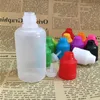 Bottiglie di plastica vuote all'ingrosso da 30 ml Stile morbido da 30 ml Contenitore con tappi colorati a prova di bambino padgg a punta sottile lunghe