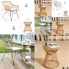 Living Room Furniture Balcony 3 Piece Patio Set Outdoor Wicker Chairs With Glass Top Table And Soft Cushion Rattan Front Porch Drop De Dhzit