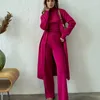 3 -stycken Set Tracksuit Comfy Outfit Loungewear Autumn Long Cardigan Coat Turtleneck Vest Pants Sticked Suits Outfits 231221