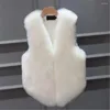 Frauenwesten hochwertige imitierte Pelz Weste Mantel Luxus Kunst warmes Frauen Winter Modepelzen Schichten Jacke Gilet Veste