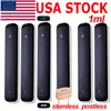 USA Stock 1ML VAPE PEN STEMLESS POSTLESS POD Snap In Lock Tip Ceramic Coil Vaporizer Carts Disponerbar E-cigarett tjock olja tom laddningsbar 280mAh batteri D9 pennor