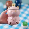 Mugs Creative Cartoon Mug Personalized Stupid Cute Crown Bear 3D Ceramic Water Cup With Lid Spoon For Drinking Coffee MILK