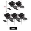 Fleurs décoratives 5pcs 40cm noir artificiel rose fleur halloween décoration simulation en soie roses bouquets boiquets jardins guirlandes à la maison