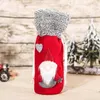 Julekorationer Santa Gnome Mönster Vinflaska täcker Xmas dekor väskor med dragstänger återanvändbara