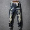 Herr staplade rippade jeans streetwear rak ben retro nödställda denim byxor retro pojkvän plus storlek 28-40 punkbyxor 231222