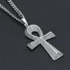 Iced Out Zircon Ankh Key Pendant Pendant Golden Jewenry CZ Cross Egyptian Key of Life Pendant Hip Hop Collier pour hommes Women2610