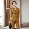 Zweiteilige Hosen von Frauen hochwertiger Stoff formelle Herbst Winter Professional Business Anzug mit und Jacken Mantel ol Styles Hosenanzüge