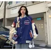 Deeptown Vintage Bomber Jacket Женщины Harajuku университетские бейсбольные куртки корейская модная форма негабаритная уличная одежда Y2K 231221