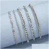 Anklets 925 Sterling Sier 5st/set fashionabla minimalistiska retro Creative Snake Chain Ankle for Women Jewelry Holidays Drop Delivery Dhbnu