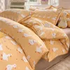 Set di biancheria da letto cartone animato pastorale carino ins flower copripiumino foglio letto morbido cotone lavato per ragazza da letto a grande dimensione