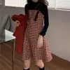 Abiti da lavoro Abito di moda Gonna femmina Autumn e inverno Vintage Vintage Red Wool Short Coat Ploid Suscenere Due Set Women