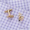 Cuff Links Custom Engraved Name Initials Buttons Mens Wedding Gifts Personalized Shirt Letter Cufflinks Cufflink Man Accessories Drop Dhcsn