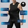 Men's Body Shapers Men Bodybuilding Sport T-shirt Quick Dry Running Shirt Sleeveless Compression Top Gym Tee Fitness Tight Rashgard