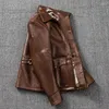 Men's Jackets Oil Wax First Layer Cowhide Leather Coat Jacket Handsome Lapels High Quality Thickened Mm