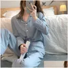 Abbigliamento da donna Sleep Casual Piajama Autunno e inverno 2023 Pantaloni a maniche lunghe di cotone puro Pantaloni Sweet School Homewear Set 231116 Dropliv Dhwem