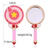 2pcs Beauty Handle Mirror Magic Sakura Portable Makeup Anime Cardcaptor Star Card Cosmetic For Gifts 231221