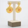 Серьги ожерелья установить модные ювелирные украшения африканского дизайна большого золотого цвета Женщины Циркон Круглый кольцо вечеринка свадьба свадьба