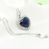 Hart Choucong Unieke gloednieuwe luxe sieraden 925 Sterling Silver Big Blue Sapphire CZ Diamond feestketen Hangketting voor W293K