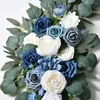 Dekorativa blommor 2st Haze Blue Forest Wedding Arch Decoration Corner Bakgrund Simulerade rekvisita