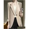 Damenanzüge Blazer Essigsäure Solid Color Anzug Jacke hochgrades lockere dünne Frühlings- und Sommer -Mode -Top 231116 Drop liefern dhcjz