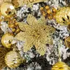 Dekorative Blumen 14 cm 10/5pcs Glitzer künstlicher Blumenkopf Weihnachtsbaumdekorationen Weihnachts -Ornament Dekor falsche Beere