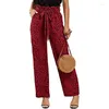 Women's Pants Fashion Women Wide Leg Bowknot High Waist Vintage Polka Dots Print Boho Trousers Straight Chiffon Joggers Pant Pantalones