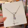 Colliers pendants Collier de coeur de pêche zircon coréen vintage Goth Crystal Star Neck Chain