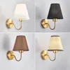 Wall Lamp American Fabric Cloth Lampshade LED Lights Sconces Bedroom Bedside Living Room Stair Home Decor Interior Lighting