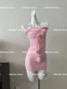 Robes de travail 2023 Automne Pink Slim 2 pièces Robe Set Sweater Casual Cardigan Sexy Bodycon y2k Mini Kawaii Japonais Fashion Suit chic