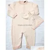 Pullover Fashion Letter Style Baby Clothes Knit Sweater Cardigan Toddler Born Boy Girls Brown Pink Blanket Romper And Hat Set Drop D Dh3Sm