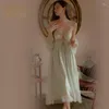 Женская одежда для сна, сексуальные спагетти ремня марли марли сон, элегантная принцесса ночная рубашка с тонкой одеждой удобное длинное домашнее платье ночное
