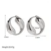 Hoop Earrings Minar Personality Metal Hollow O Shape Water Drop For Women Silver PVD Plated Stainless Steel Anti Tarnish Earring