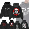 Nyaste syratvättad anime hoodie 100% bomull y2k lös pullover hip hop skelett tryckt streetwear mode halloween tröja