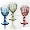 Wine Glasses Colored Water Goblets 10 Oz Party Red Glass For Juice Drinking Embossed Design Drop Delivery Home Garden Kitche Kitchen Dhhud