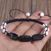 Strand 2023 Natural Rough Black Tourmaline Stone Bead White Turquoises Howlite Nylon Rope Adjustable Handmade Bracelet Unisex