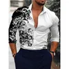 Men's Casual Shirts Hawaiian Piano Luxury Designer For Men Single Breasted Tops 3D Print Long Sleeve Gentleman Clothing Floral