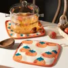 Table Mats Square Tea 20x20cm Potholder Persimmon Series Cotton Household Thicken Placemat Polyester Fiber Mat