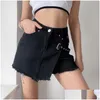 Gonne nere bandage goth bandage mini shorts denim gonna vintage y2k jeans margini gotico punk lolita kawaii in vita alta donna drop drop dhsiw