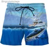 Damskie spodenki wędkające ryby krótkie spodnie mężczyźni Mężczyźni moda 3D nadrukowane szorty na plażę kąpielową pływanie puszki deskorolki sport swobodny luźne shortsl231222