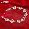 Zdadan 925 Sterling Silver Fashion Crystal Charm Armband Bangle For Women Simple Justerbara armband smycken Party Gift 231221